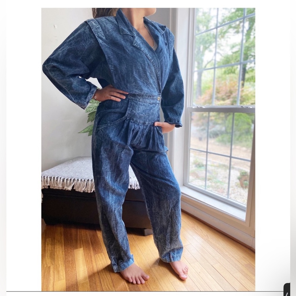 Vintage 80’s Dark Stonewash Denim Jumpsuit